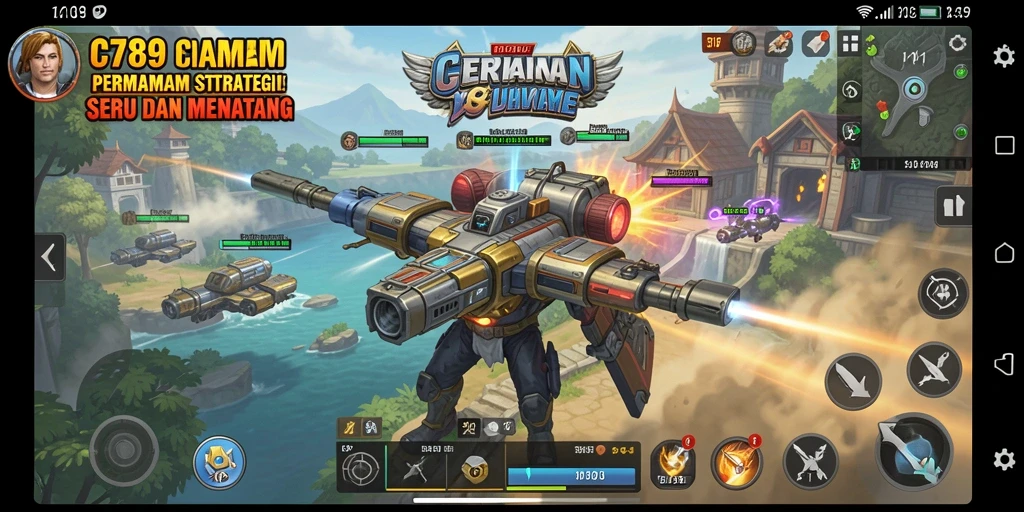 Tangkapan layar gameplay C789 menampilkan aksi strategi intens.