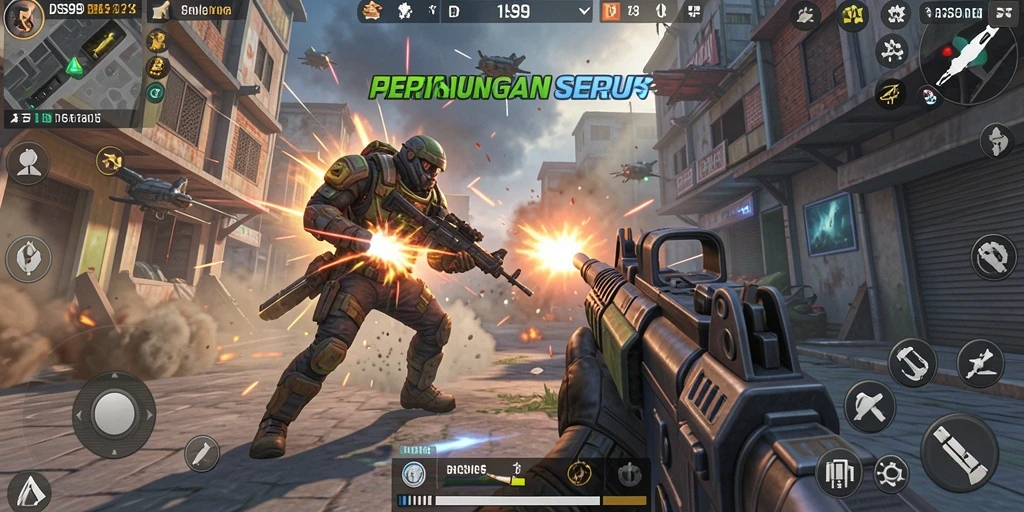 Tampilan gameplay DS99 yang mendebarkan dan penuh aksi.