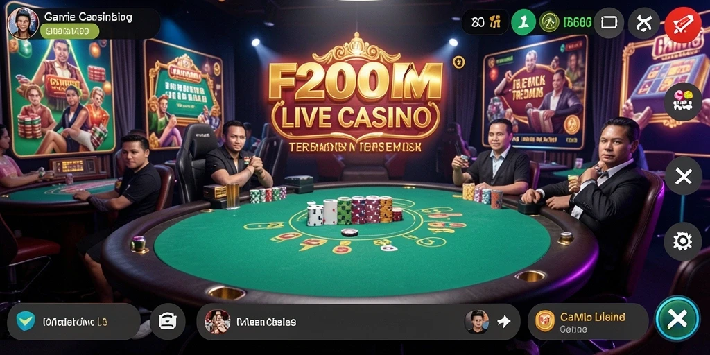 Screenshot gameplay F200M yang memukau dengan dealer langsung.