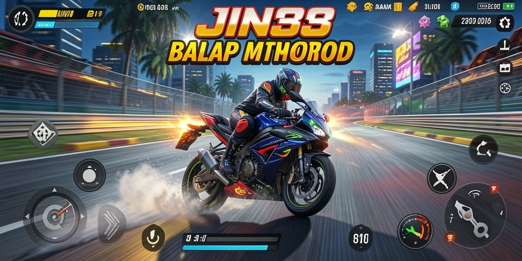 Tampilan gameplay balap motor yang penuh aksi dan menegangkan.