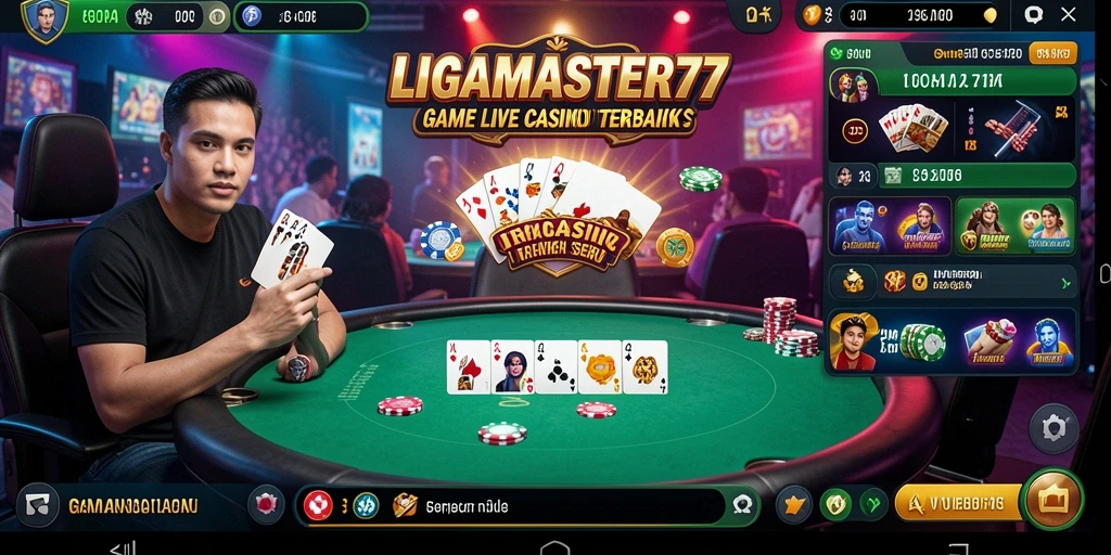 Screenshot gameplay Live Casino LIGAMASTER77 yang mendebarkan.