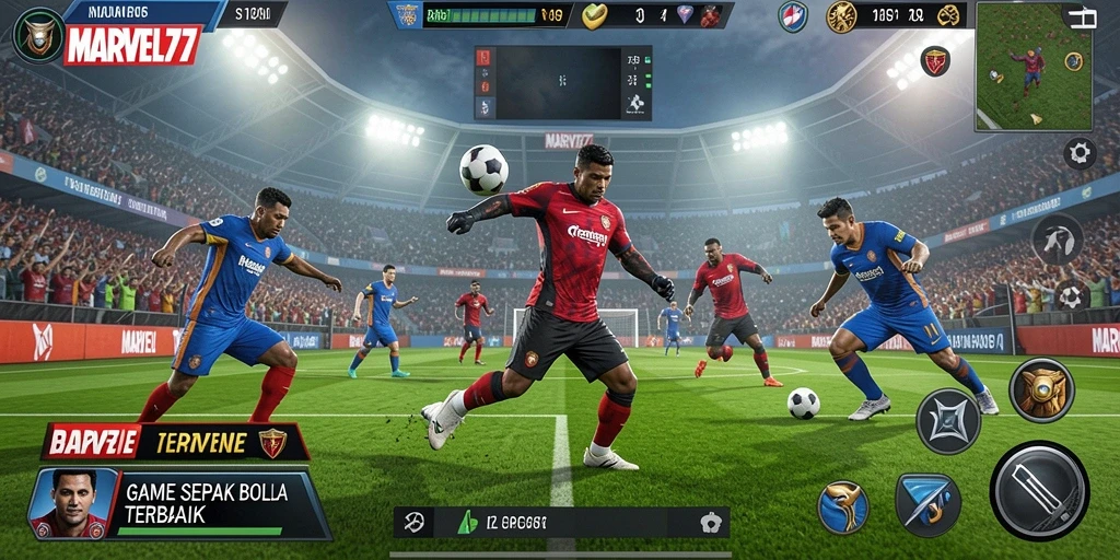 Gameplay sepak bola yang seru dan mendebarkan di MARVEL77.