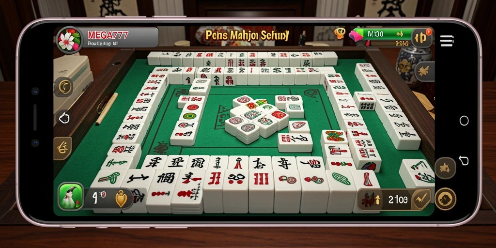 Tampilan gameplay seru dari MEGA777 dengan ubin Mahjong yang menarik.