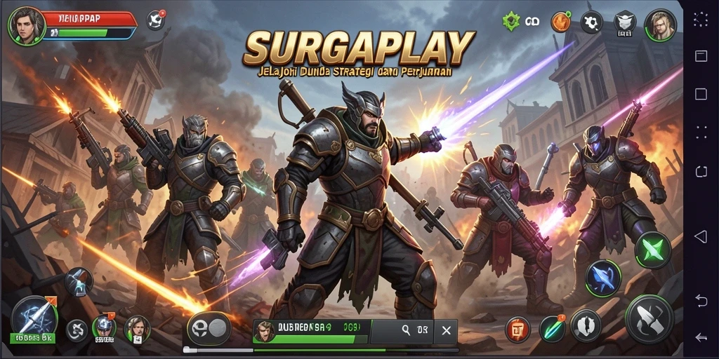 Screenshot SURGAPLAY menampilkan aksi strategi yang mendebarkan di dalam gameplay SLG.